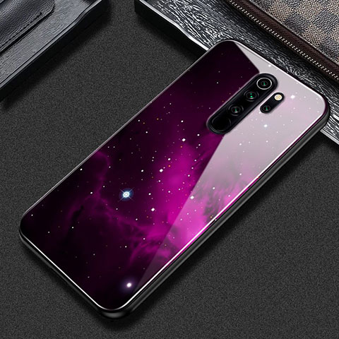 Coque Contour Silicone et Vitre Motif Fantaisie Miroir Etui Housse S02 pour Xiaomi Redmi Note 8 Pro Violet