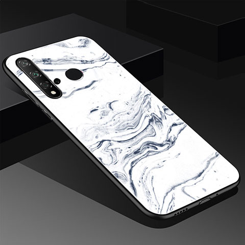 Coque Contour Silicone et Vitre Motif Fantaisie Miroir Etui Housse S03 pour Huawei P20 Lite (2019) Blanc