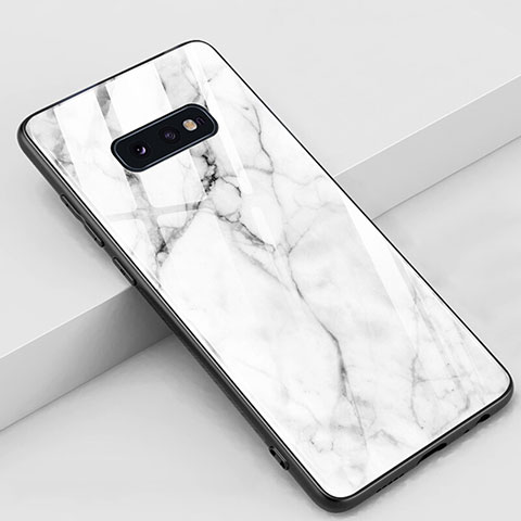 Coque Contour Silicone et Vitre Motif Fantaisie Miroir Etui Housse S03 pour Samsung Galaxy S10e Blanc