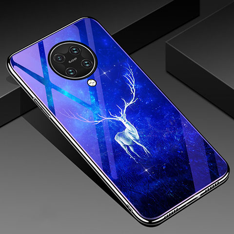 Coque Contour Silicone et Vitre Motif Fantaisie Miroir Etui Housse Z01 pour Xiaomi Redmi K30 Pro 5G Bleu