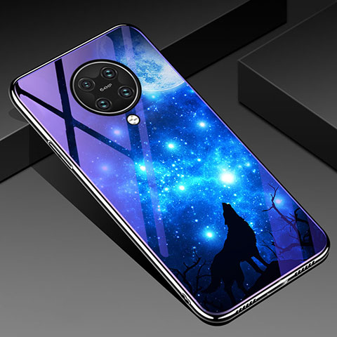 Coque Contour Silicone et Vitre Motif Fantaisie Miroir Etui Housse Z01 pour Xiaomi Redmi K30 Pro Zoom Bleu Ciel