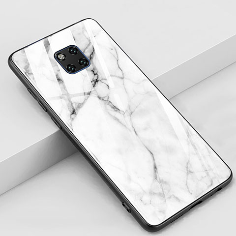 Coque Contour Silicone et Vitre Motif Fantaisie Miroir Etui Housse Z02 pour Huawei Mate 20 Pro Blanc