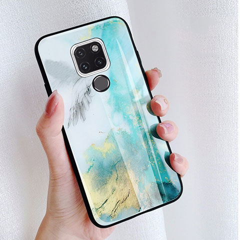 Coque Contour Silicone et Vitre Motif Fantaisie Miroir S01 pour Huawei Mate 20 Bleu