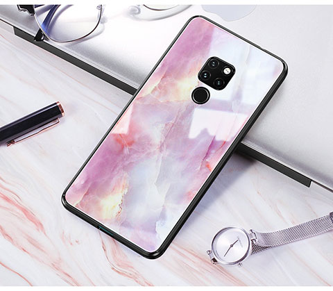 Coque Contour Silicone et Vitre Motif Fantaisie Miroir S01 pour Huawei Mate 20 Rose