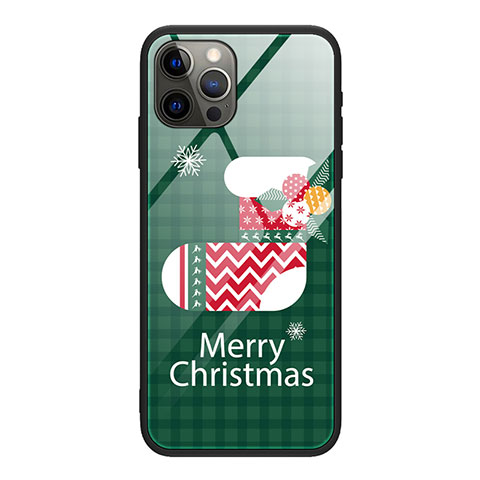 Coque Contour Silicone et Vitre Motif Noel Miroir Etui Housse pour Apple iPhone 12 Pro Max Vert