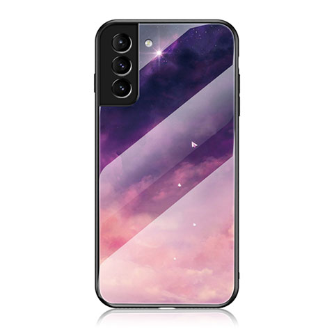 Coque Contour Silicone et Vitre Paillette Etoile Miroir Etui Housse pour Samsung Galaxy S21 FE 5G Violet