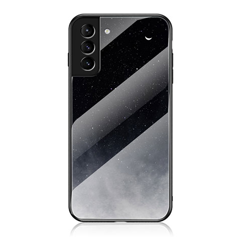 Coque Contour Silicone et Vitre Paillette Etoile Miroir Etui Housse pour Samsung Galaxy S22 Plus 5G Noir