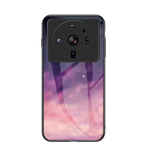 Coque Contour Silicone et Vitre Paillette Etoile Miroir Etui Housse pour Xiaomi Mi 12S Ultra 5G Violet