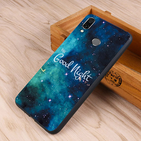 Coque Contour Silicone et Vitre Paillette Etoile Miroir pour Huawei Honor 10 Lite Bleu