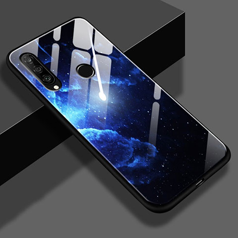 Coque Contour Silicone et Vitre Paillette Etoile Miroir pour Huawei P30 Lite Bleu