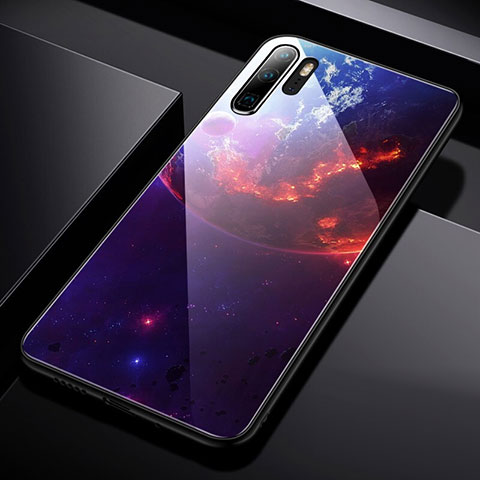 Coque Contour Silicone et Vitre Paillette Etoile Miroir pour Huawei P30 Pro New Edition Violet