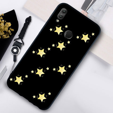 Coque Contour Silicone et Vitre Paillette Etoile Miroir S05 pour Huawei Honor 10 Lite Noir