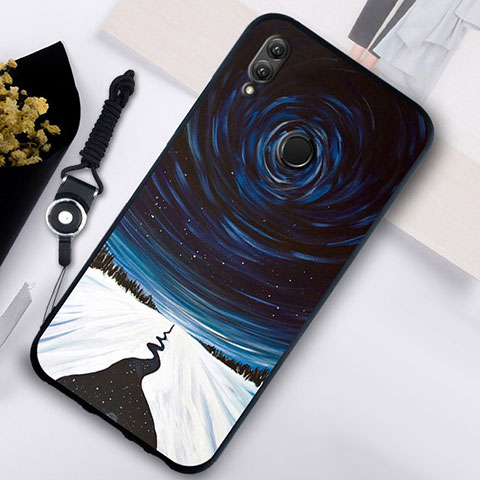 Coque Contour Silicone et Vitre Paillette Etoile Miroir S06 pour Huawei Honor 10 Lite Noir