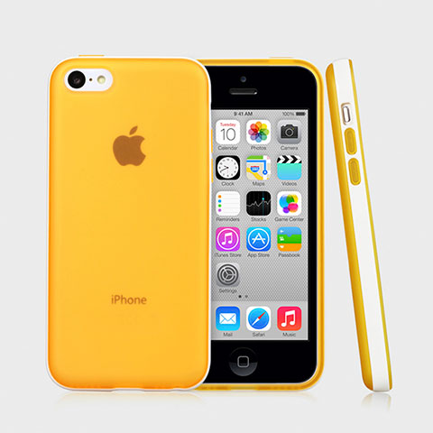 Coque Contour Silicone et Vitre Transparente Mat pour Apple iPhone 5C Jaune