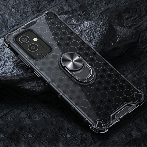 Coque Contour Silicone et Vitre Transparente Miroir 360 Degres avec Support Bague Anneau Aimante Magnetique AM1 pour OnePlus 9 5G Noir