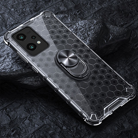 Coque Contour Silicone et Vitre Transparente Miroir 360 Degres avec Support Bague Anneau Aimante Magnetique AM1 pour Realme 9 Pro 5G Gris