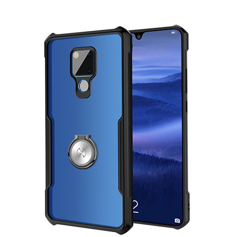 Coque Contour Silicone et Vitre Transparente Miroir 360 Degres avec Support Bague Anneau Aimante Magnetique pour Huawei Mate 20 X 5G Noir