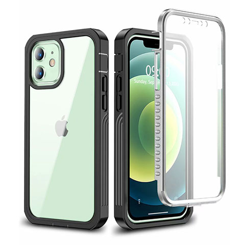 Coque Contour Silicone et Vitre Transparente Miroir 360 Degres pour Apple iPhone 12 Mini Noir