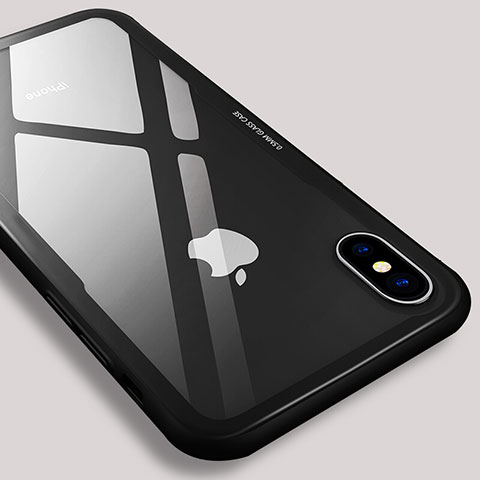 Coque Contour Silicone et Vitre Transparente Miroir 360 Degres T03 pour Apple iPhone Xs Noir