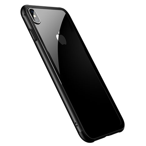 Coque Contour Silicone et Vitre Transparente Miroir 360 Degres T06 pour Apple iPhone X Noir