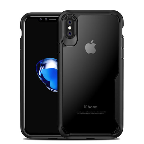 Coque Contour Silicone et Vitre Transparente Miroir 360 Degres T10 pour Apple iPhone Xs Max Noir