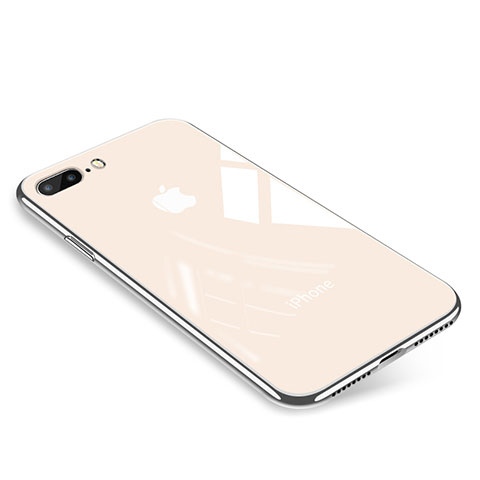 Coque Contour Silicone et Vitre Transparente Miroir Housse Etui pour Apple iPhone 7 Plus Or