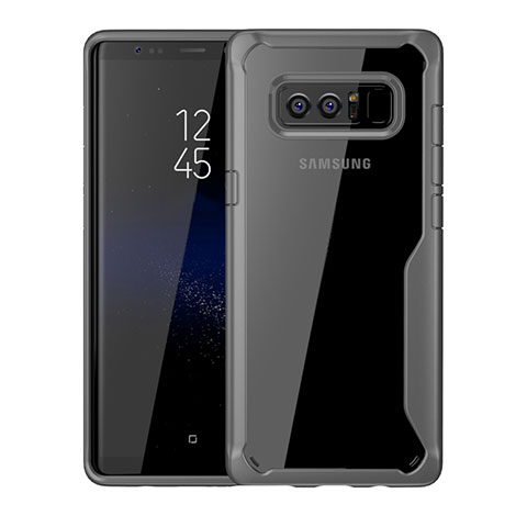 Coque Contour Silicone et Vitre Transparente Miroir Housse Etui pour Samsung Galaxy Note 8 Gris