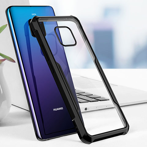 Coque Contour Silicone et Vitre Transparente Miroir pour Huawei Mate 20 Pro Noir