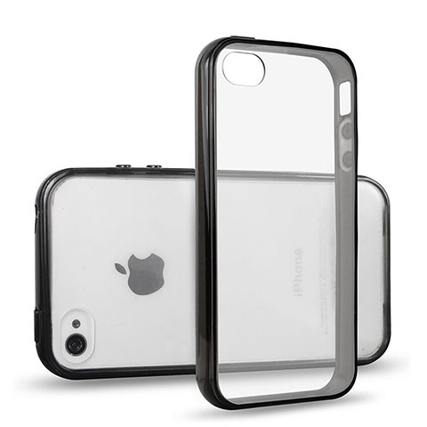 Coque Contour Silicone et Vitre Transparente pour Apple iPhone 4 Noir