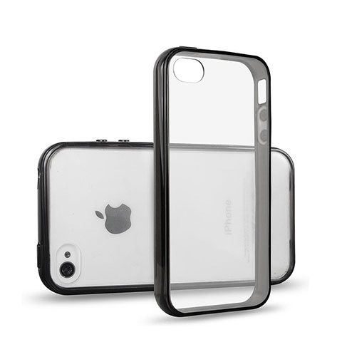 Coque Contour Silicone et Vitre Transparente pour Apple iPhone 4S Noir