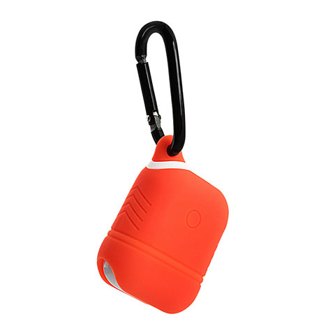 Coque de Protection en Silicone avec Mousqueton pour Boitier de Charge de Airpods A01 Rouge