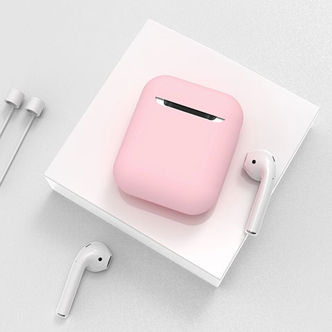 Coque de Protection en Silicone avec Mousqueton pour Boitier de Charge de Airpods C01 Rose