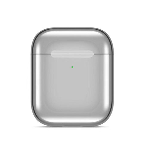 Coque de Protection en Silicone avec Mousqueton pour Boitier de Charge de Airpods C07 Argent