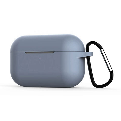 Coque de Protection en Silicone avec Mousqueton pour Boitier de Charge de AirPods Pro C02 Gris Lavende