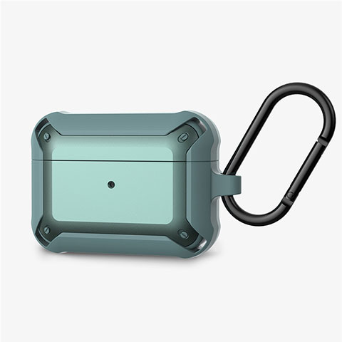 Coque de Protection en Silicone avec Mousqueton pour Boitier de Charge de AirPods Pro C03 Cyan