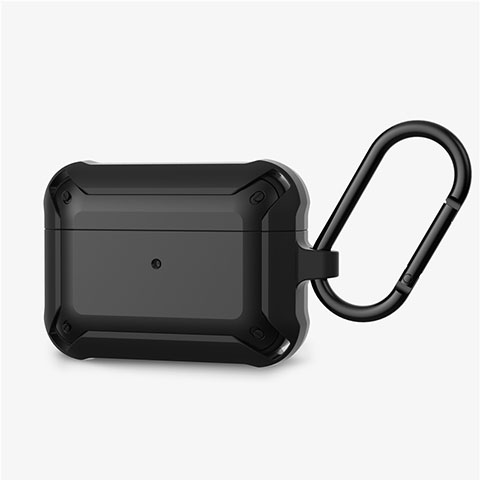 Coque de Protection en Silicone avec Mousqueton pour Boitier de Charge de AirPods Pro C03 Noir