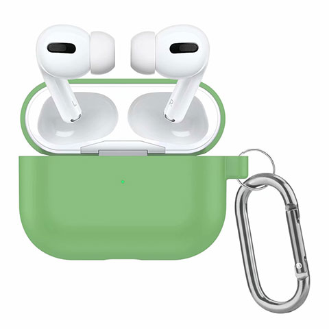 Coque de Protection en Silicone avec Mousqueton pour Boitier de Charge de AirPods Pro Vert