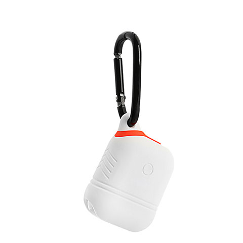 Coque de Protection en Silicone avec Mousqueton pour Boitier de Charge de Airpods Z03 Blanc