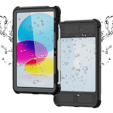 Coque Etanche Contour Silicone et Plastique Housse Etui Waterproof 360 Degres pour Apple iPad 10.9 (2022) Noir