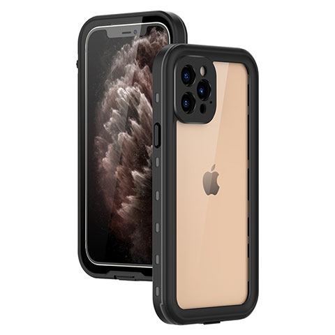 Coque Etanche Contour Silicone et Plastique Housse Etui Waterproof 360 Degres pour Apple iPhone 12 Pro Noir