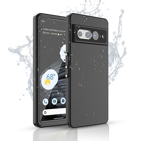 Coque Etanche Contour Silicone et Plastique Housse Etui Waterproof 360 Degres pour Google Pixel 7 Pro 5G Noir