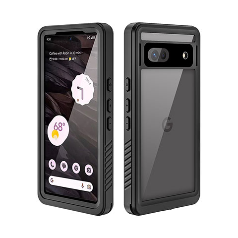 Coque Etanche Contour Silicone et Plastique Housse Etui Waterproof 360 Degres pour Google Pixel 7a 5G Noir