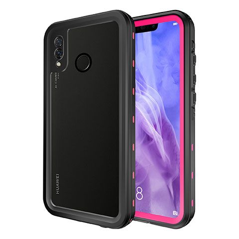 Coque Etanche Contour Silicone et Plastique Housse Etui Waterproof 360 Degres pour Huawei P20 Lite Rouge