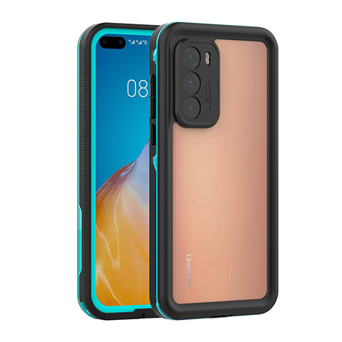 Coque Etanche Contour Silicone et Plastique Housse Etui Waterproof 360 Degres pour Huawei P40 Cyan