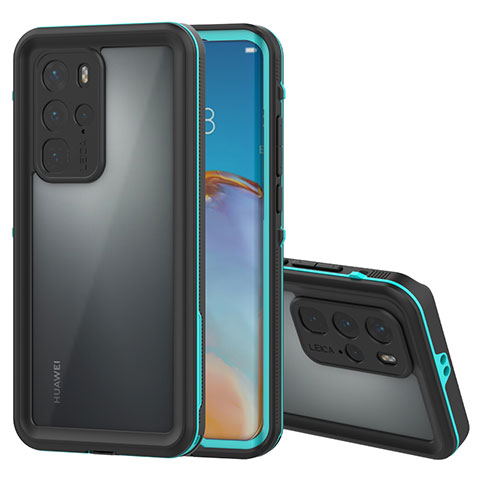 Coque Etanche Contour Silicone et Plastique Housse Etui Waterproof 360 Degres pour Huawei P40 Pro Cyan