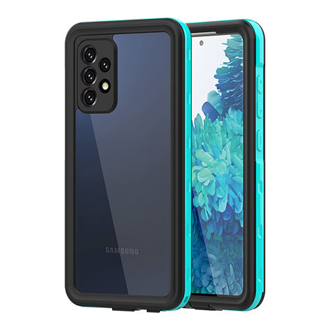 Coque Etanche Contour Silicone et Plastique Housse Etui Waterproof 360 Degres pour Samsung Galaxy A52s 5G Bleu et Noir