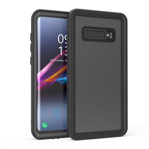 Coque Etanche Contour Silicone et Plastique Housse Etui Waterproof 360 Degres pour Samsung Galaxy S10 Noir