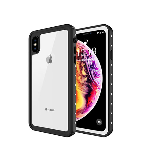 Coque Etanche Contour Silicone et Plastique Housse Etui Waterproof 360 Degres W01 pour Apple iPhone X Blanc