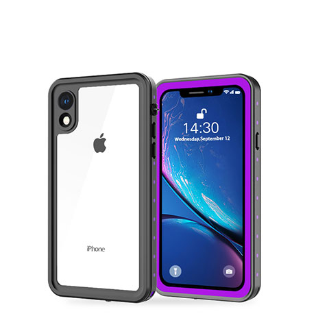 Coque Etanche Contour Silicone et Plastique Housse Etui Waterproof 360 Degres W01 pour Apple iPhone XR Violet