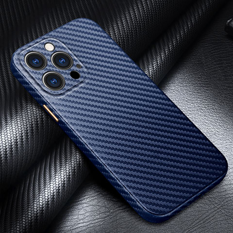 Coque Fibre de Carbone Housse Etui Luxe Serge C01 pour Apple iPhone 13 Pro Max Bleu